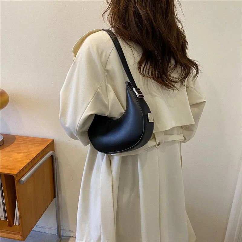 Fashion Luxury Design PU Leather Hobo Shoulder Bag Women Small Clutch Handbag Purse Female Underarm  Bag Travel Totes