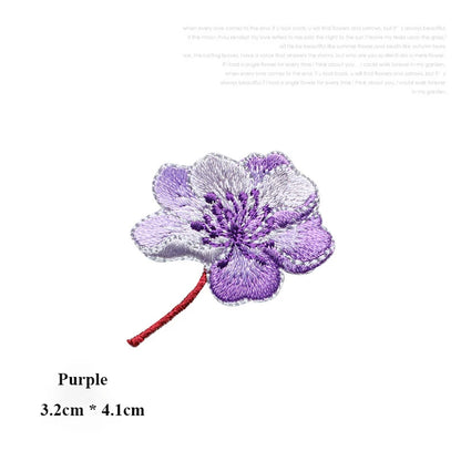 Small Begonia Blossoms Flower Patch Iron on Applique Floral Patch for Clothes Fabric Iron to Stick DIY Coat Jeans Accessories