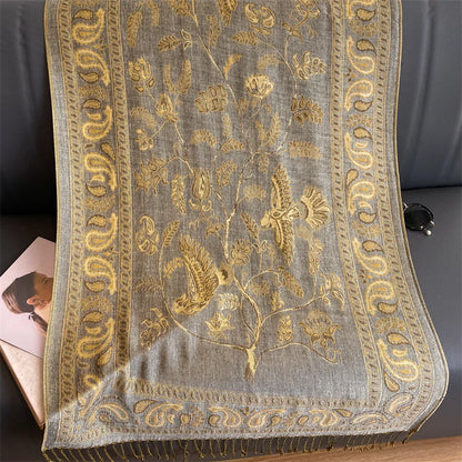 Autumn Stylish Jacquard Tassel Scarf Vintage Mature Paisley Print Shawl Going Out Warm Windproof Blanket Scarf