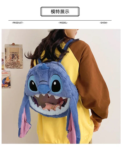 HOT Stitch See-through Bag Plush Doll Backpack Girls Large Capacity Cute Funny Backpack Anime Kawaii Cartoon School Bag Mochila