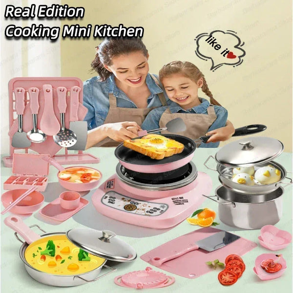 Kitchen Toys Girl Baby Can Cook Funny Mini Kitchen items Real Cooked Family Toy Set Birthday Gift Girl Toys Kitchen accessories