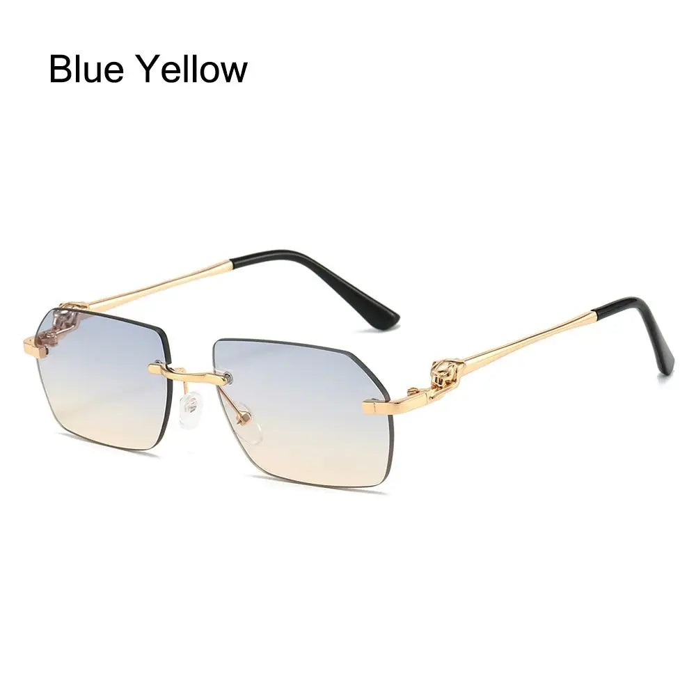 Trendy Rimless Sunglasses for Men Women Fashion Frameless Rectangle Sun Glasses Retro Shades Summer Traveling Eyewear UV400