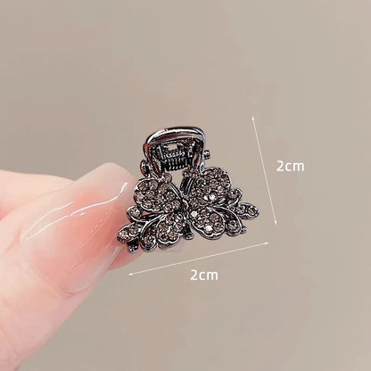 New Korean Style Alloy Rhinestone Black Hair Crab Claw For Ladies Women Headwear Summer Elegant Shining Hairpins Side Barrettes