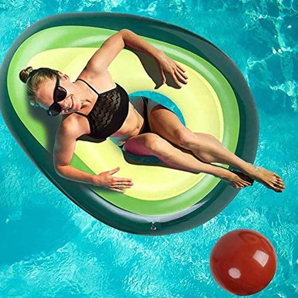 Inflatable Avocado Pool Float Floatie with Ball Swimming Ring Water Sport Summer Beach Swimming Mattress Party Toys Lounge Raft