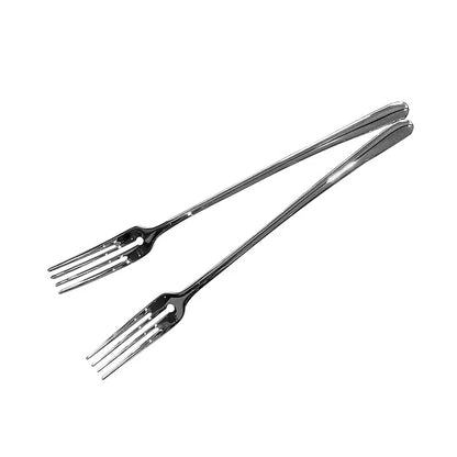 Stainless Steel Dinner Fork Long Handle Table Forks Set Korean Cutlery Four Tine Salad Dessert Fruit Forks Kitchen