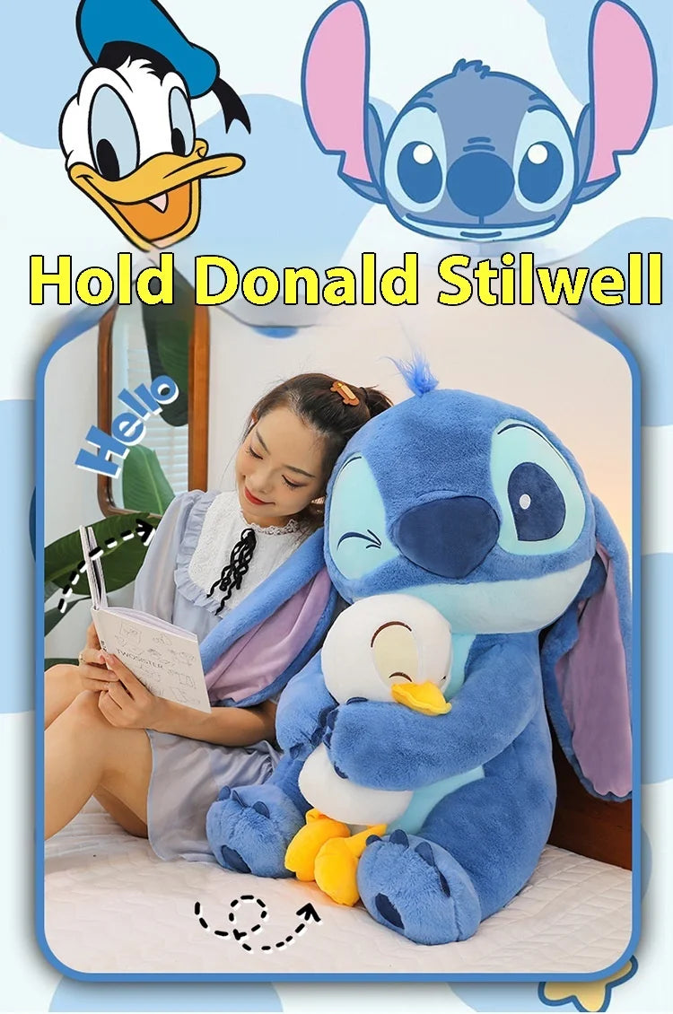 30/45cm Kawaii Plush Stitch Cartoon Hugs Donald Duck Stuffed Doll Children To Appease Sleeping Cartoon Collection Holiday Gifts