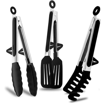 Food Tongs Stainless Steel BBQ Pasta Tongs Non-slip Food Tongs Steel Handle Lock Design Bread BBQ Tongs Salad Cooking Kitchen To