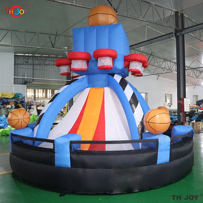 Fast Air Shipping 4m Dia 8 Hoops Basketball Play System Inflatable Basketball Shooting Toss Game Combo for Sale