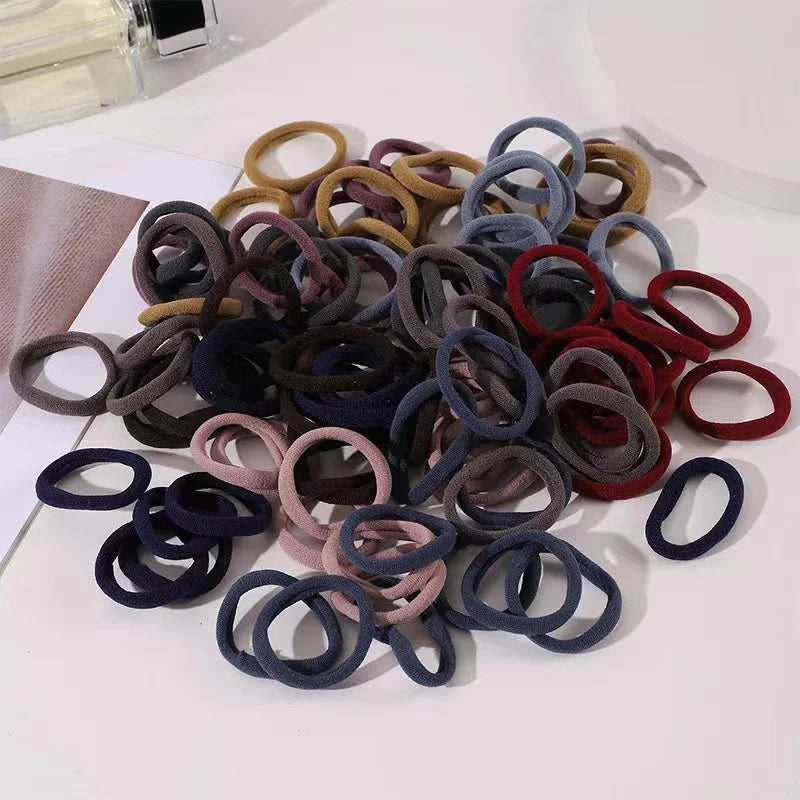 Many People Like The High Elasticity Hair Rope 100 Pieces Of Multiple Colors Seamless Hair Ring Rope.