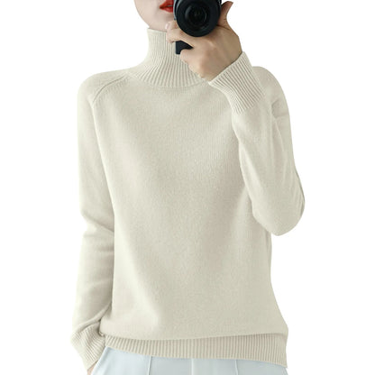 Women's Long Sleeved Knitted Sweater Standing Collar Autumn Winter Top Sweater Women Sweaters for Autumn Winter Women Clothing