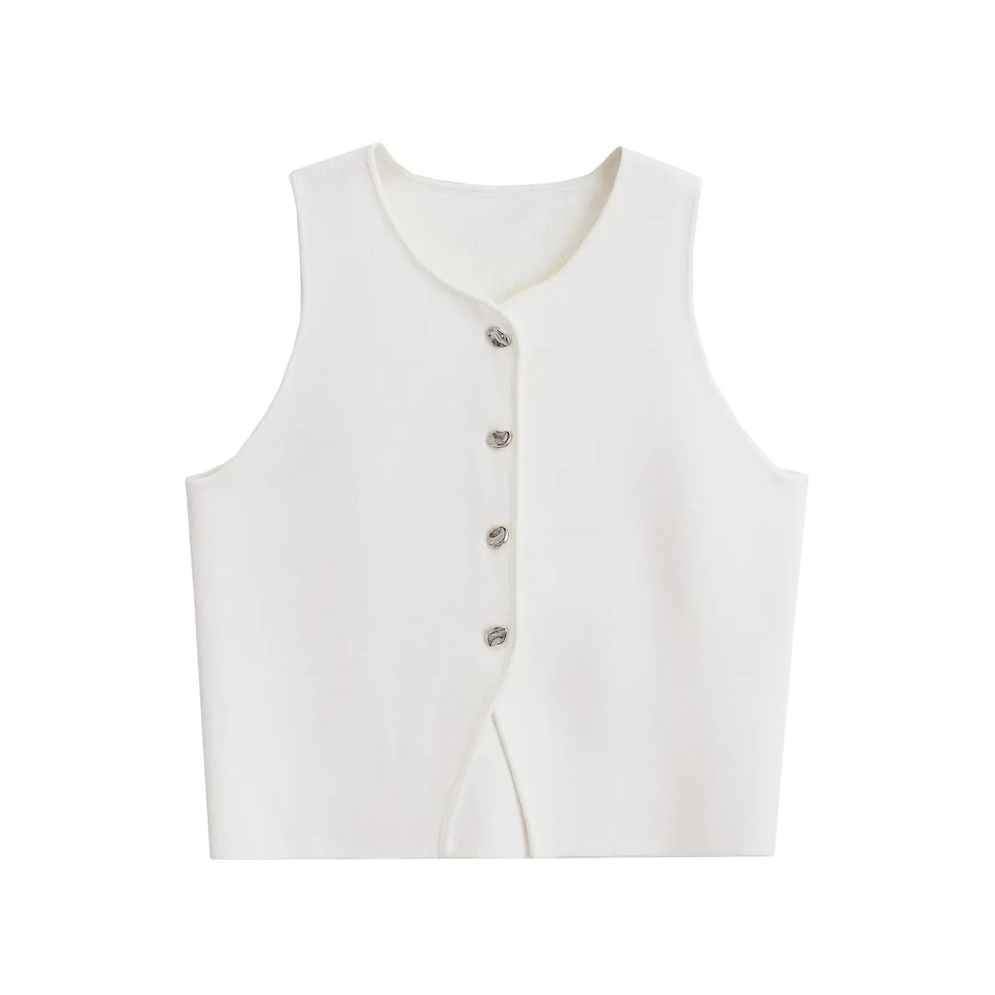 Fall 2025 Knit Vest For Women Sleeveless Cropped Woman White Vest Fall Asymmetrical Slim Sweater Vests Top Basic Slim Shirt