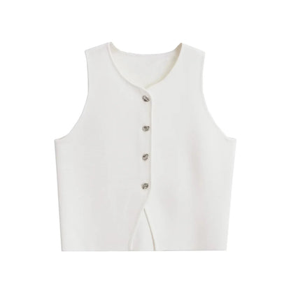 Fall 2025 Knit Vest For Women Sleeveless Cropped Woman White Vest Fall Asymmetrical Slim Sweater Vests Top Basic Slim Shirt