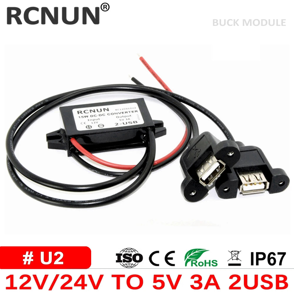 High Quality 12V 24V to 5V 3A 15W DC DC Converter Buck Module Power Supply Regulator for Car Charger Type-C Micro USB Output