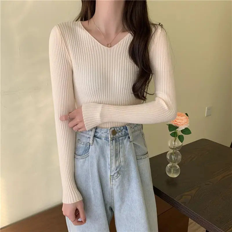 2025 Autumn Winter Women Sweaters Casual Long Sleeve Knitted Pullover Sweater Femme Basic Solid Jersey Tops Fashion Clothes