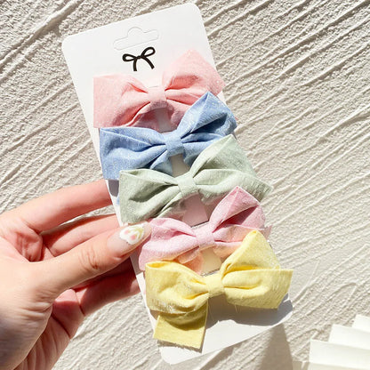 5Pcs/Set Hairpins for Kids Cute Plaid Print Star  Sweet Headband Hair Clips Children Girls Barrettes Fashion Bow Accessories