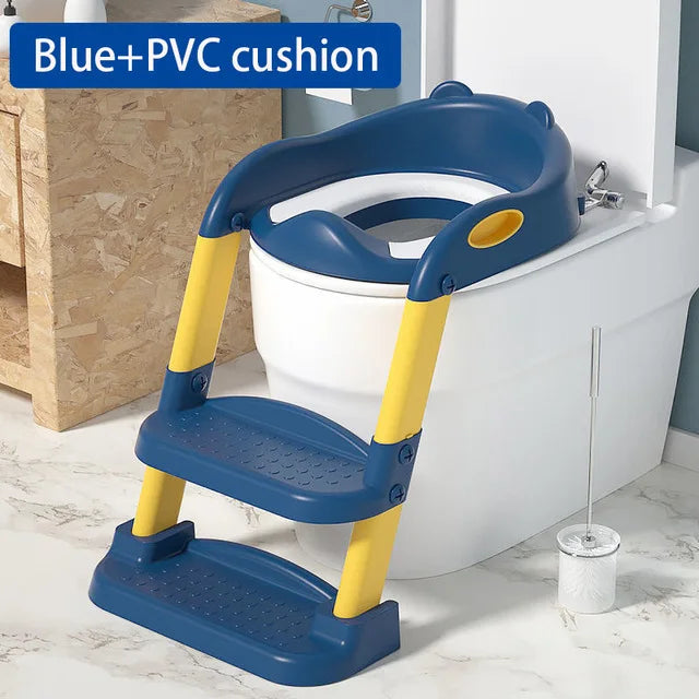 New Potty Training Seat With Step Stool Ladder Folding Toilet Seat Backrest Training Chair For Baby Kids Portable Children's Pot