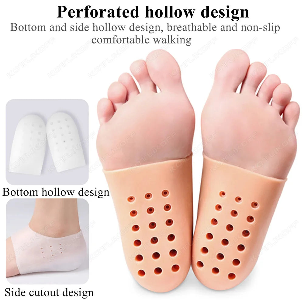 Invisible Height Increase Silicone Socks Silicone Elastic Heel Pad Foot Protection Damping Heel Cushion Hidden Insole Unisex