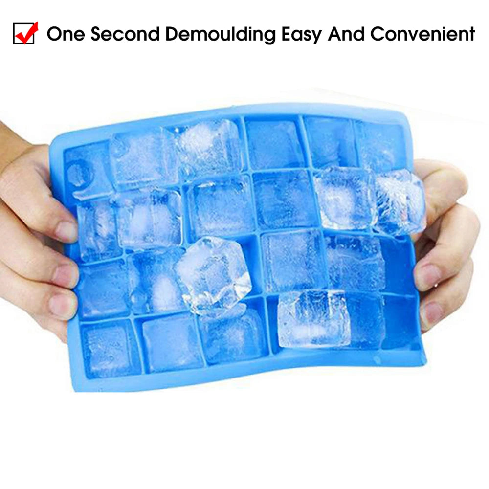 With Lid /No Lid 24-hole Silicone Ice Tray Square Box Auxiliary Food Puree Cheese Jelly Mold Bar Kitchen Tool Cocktail Cube