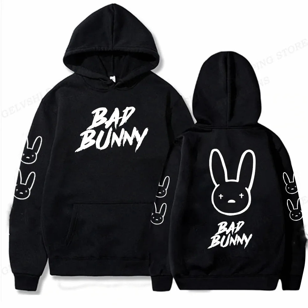 Bad Bunny Hoodie Men Fashion Hoodie Women Sweats Men's Hoodies Hip Hop Rabbit Sweatshirt Boy Coats Men's Clothing Rapper