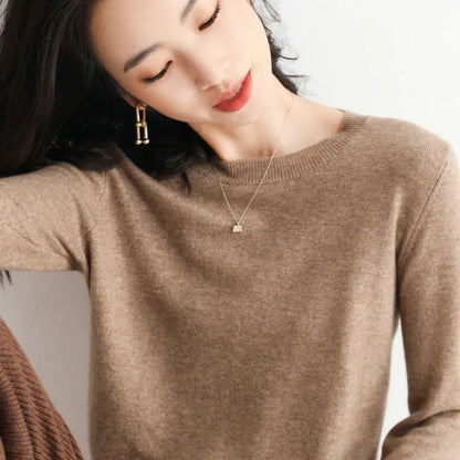 2024 Classic Style Cashmere Pullover Fashion Merino Wool Sweater Round neck Long Sleeve Knitwear Soft Warm Basic' Clothing Tops