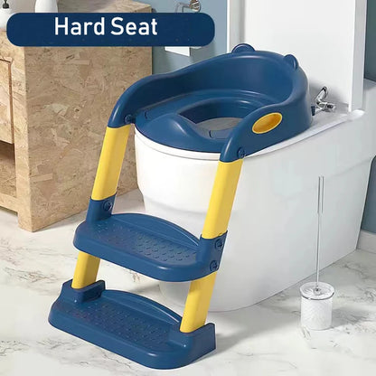 New Potty Training Seat With Step Stool Ladder Folding Toilet Seat Backrest Training Chair For Baby Kids Portable Children's Pot