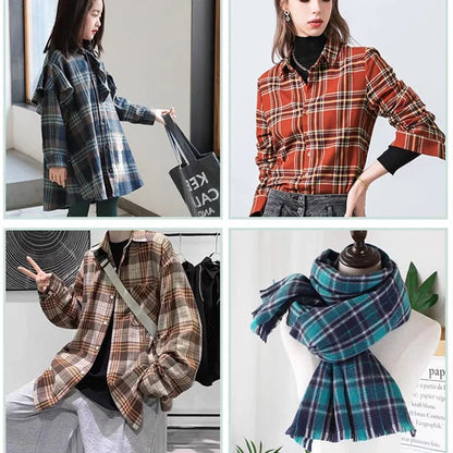 Soft Cotton Plaid Checker Fabric Brushed Flannel Grid Cloth Fabrics By The Half Meter For Shirt Dress Scraf DIY Sewing Clothing