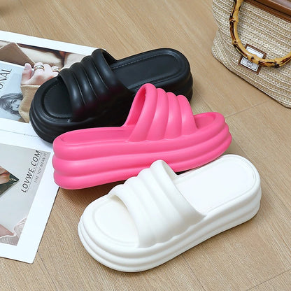 Chunky Platform Slippers for Women Summer Comfort Soft Sole Beach Shoes Slides Woman Thick Bottom Non-Slip Sandals Ladies