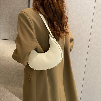 Fashion Luxury Design PU Leather Hobo Shoulder Bag Women Small Clutch Handbag Purse Female Underarm  Bag Travel Totes