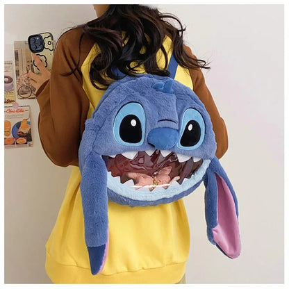 HOT Stitch See-through Bag Plush Doll Backpack Girls Large Capacity Cute Funny Backpack Anime Kawaii Cartoon School Bag Mochila