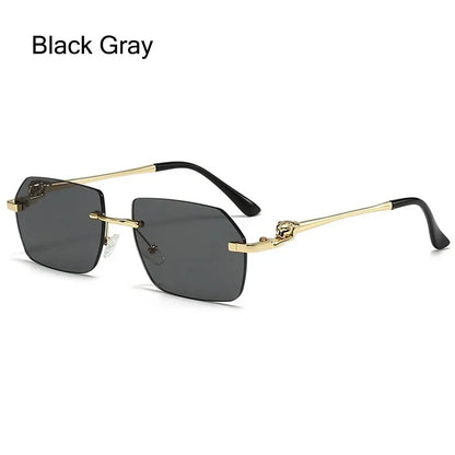 Trendy Rimless Sunglasses for Men Women Fashion Frameless Rectangle Sun Glasses Retro Shades Summer Traveling Eyewear UV400