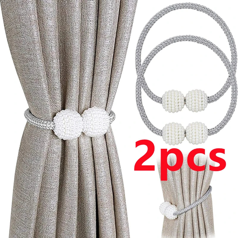 4/2PCS Pearl Magnetic Curtain Clip Curtain Holders Tie Back Buckle Clips Hanging Ball Buckle Tie Back Curtain Decor Accessories