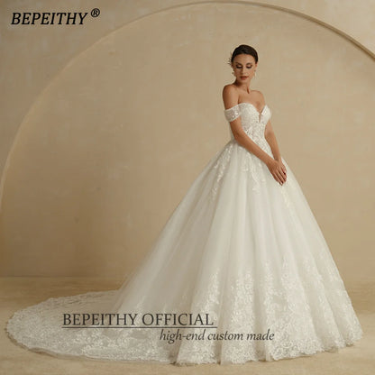 BEPEITHY Customized Princess Sweetheart Wedding Dress For Women Ivory Glitter Sleeveless 2025 Vintage Bride Bridal Ball Gown