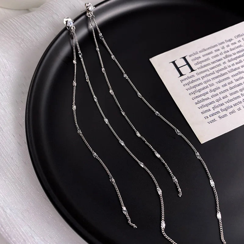 2023 New Luxury Brand Long Tassel Drop Earrings for Women D Letter Crystal Snake Chain Fashion Shiny Jewelry