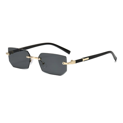 Trendy Rimless Sunglasses for Men Women Fashion Frameless Rectangle Sun Glasses Retro Shades Summer Traveling Eyewear UV400