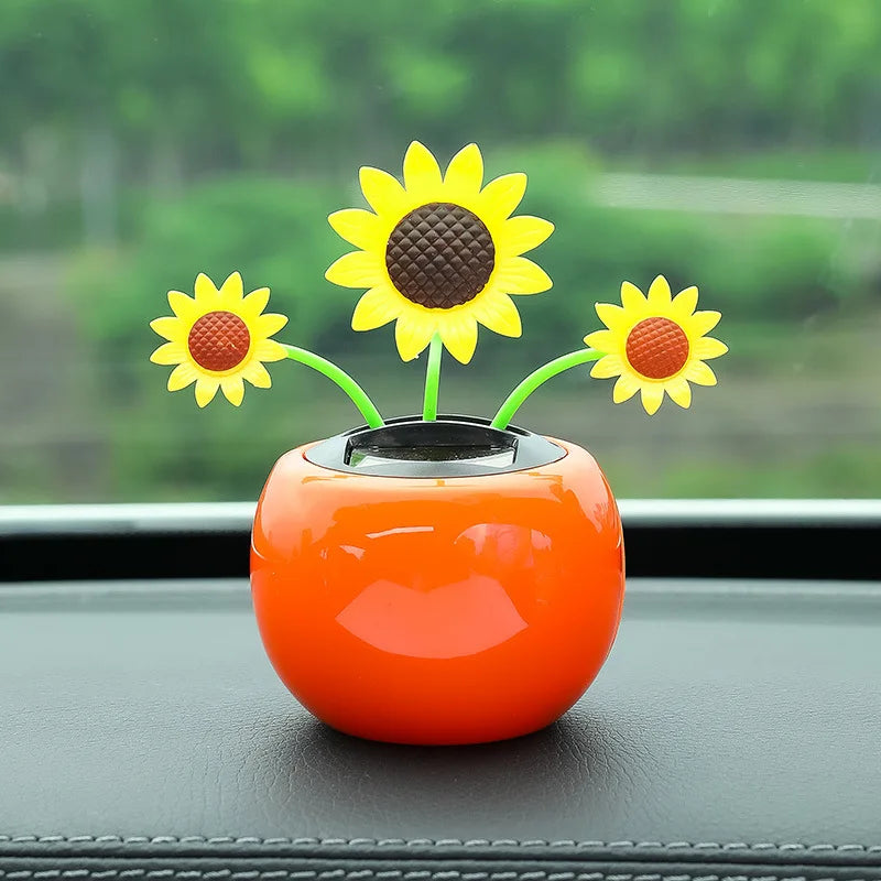 Solar Powered Automatic Swinging Sunflower Dancing Animated Flower Toy Car Interior Decorations Styling Home Decoration