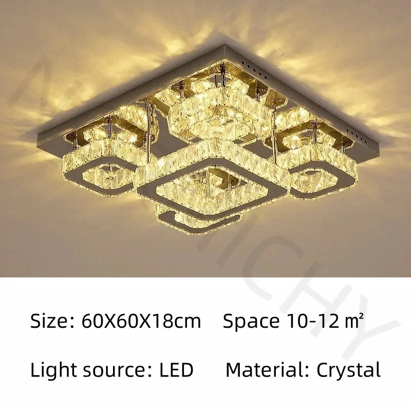 Modern LED Crystal Ceiling Lamp Home Decoration Luxury Crystal Lighting Chandelier Lighting Living Room Bedroom Kitchen Lustre