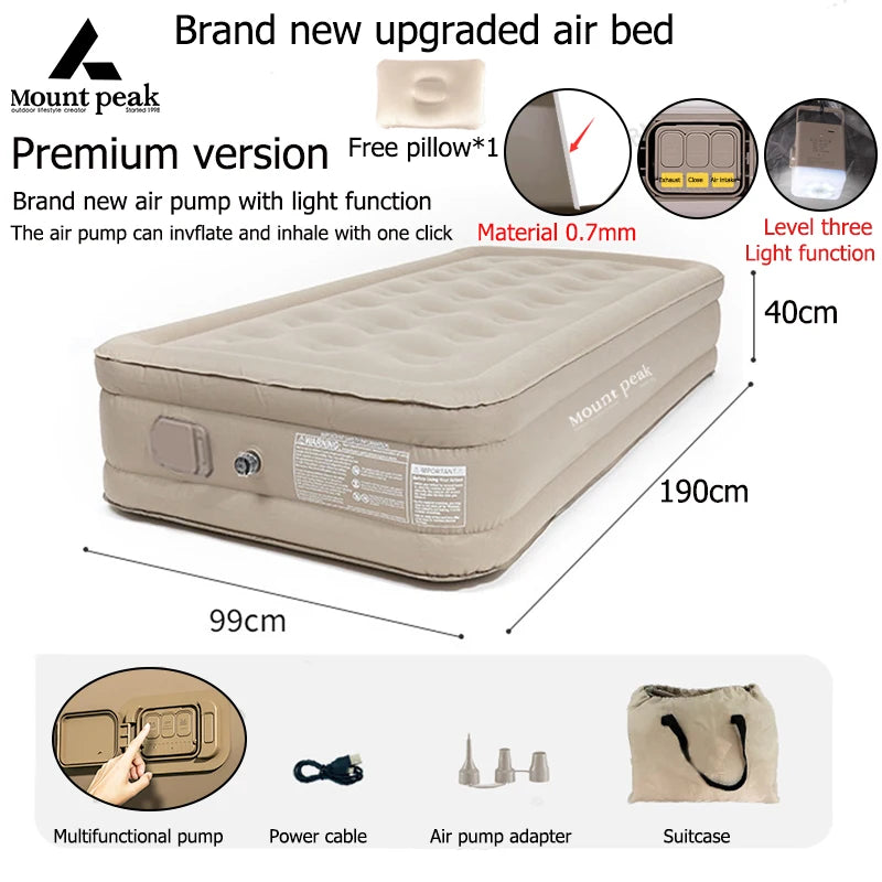 Interior Air Mattress Glamping Mats PVC Inflatable Sleeping Mattress Luxury 2 Person Camping Bed Mat Built-in Pump Thicken Mat