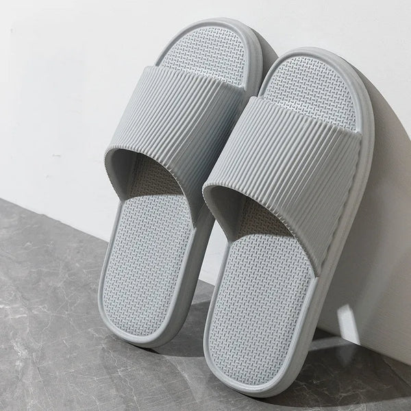 Cheap Gray Unisex Home Slippers Summer Slides Men Comfortable Soft Indoor Slippers House Shoes Men Light Non-slip Bathroom Shoes