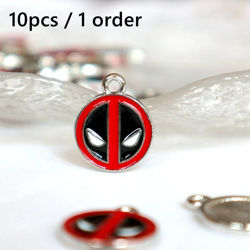 10pcs Superhero Alloy Pendant Anime Round Charms DIY Necklace Bracelet Earings Jewelry Keychain Decoration Accessories