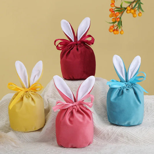 Easter Candy Bag Chocolate Bags Cloth Pouch Cute Bunny Gift Packing Bags Ears Design Birthday Wedding Party Jewelry Organizer