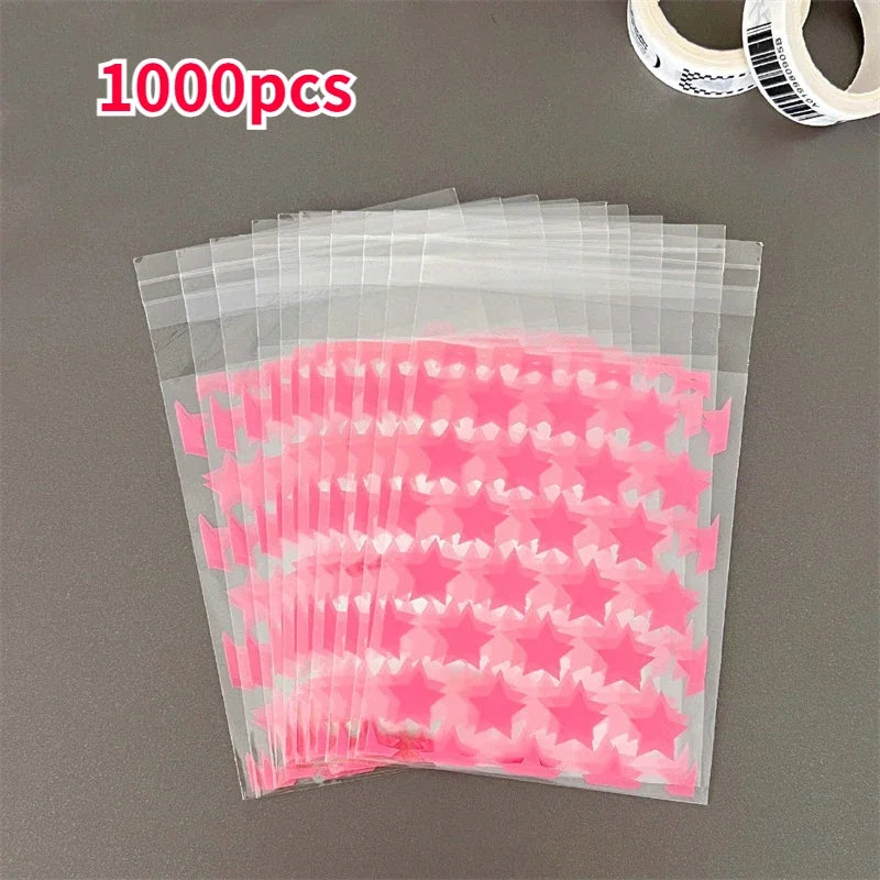 100/50pcs Transparent PE Star Jewelry Self-adhesive Bag Candy Card Holder Photo Animation Peripheral Storage Gift Bag Wholesale