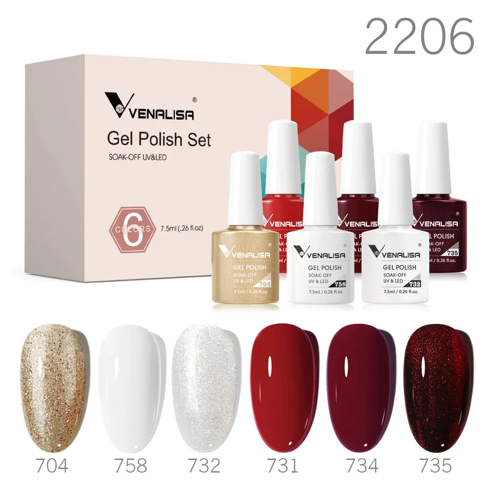 Venalisa Nail Gel Polish Kit Christmas Gift Winter Color Collection Semi Permanent New Learner Nude Pink Nail Varnish Set