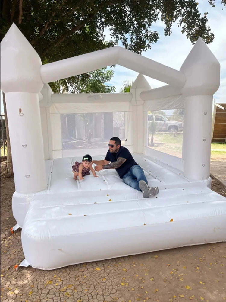 Bounce House 4*3*2.6M Jumping Castle For Kids Bouncy House White For Kids With Blower Slide