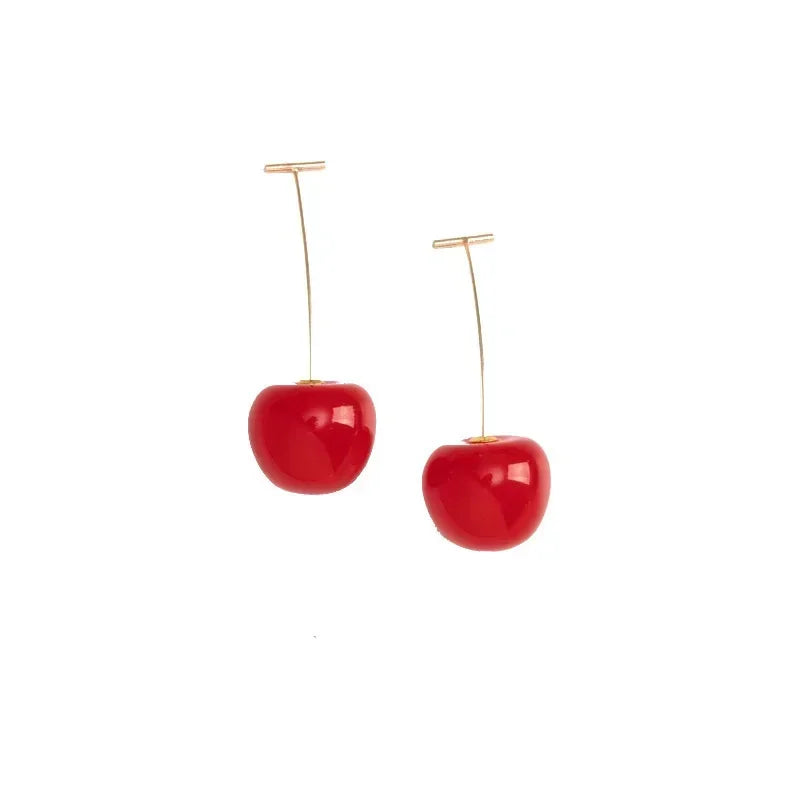 New Cute Simulation Red Cherry Earrings for Women Girl Sweet Resin Hot Sale Earring Student Fruit Fashion Jewelry Gift Серьги