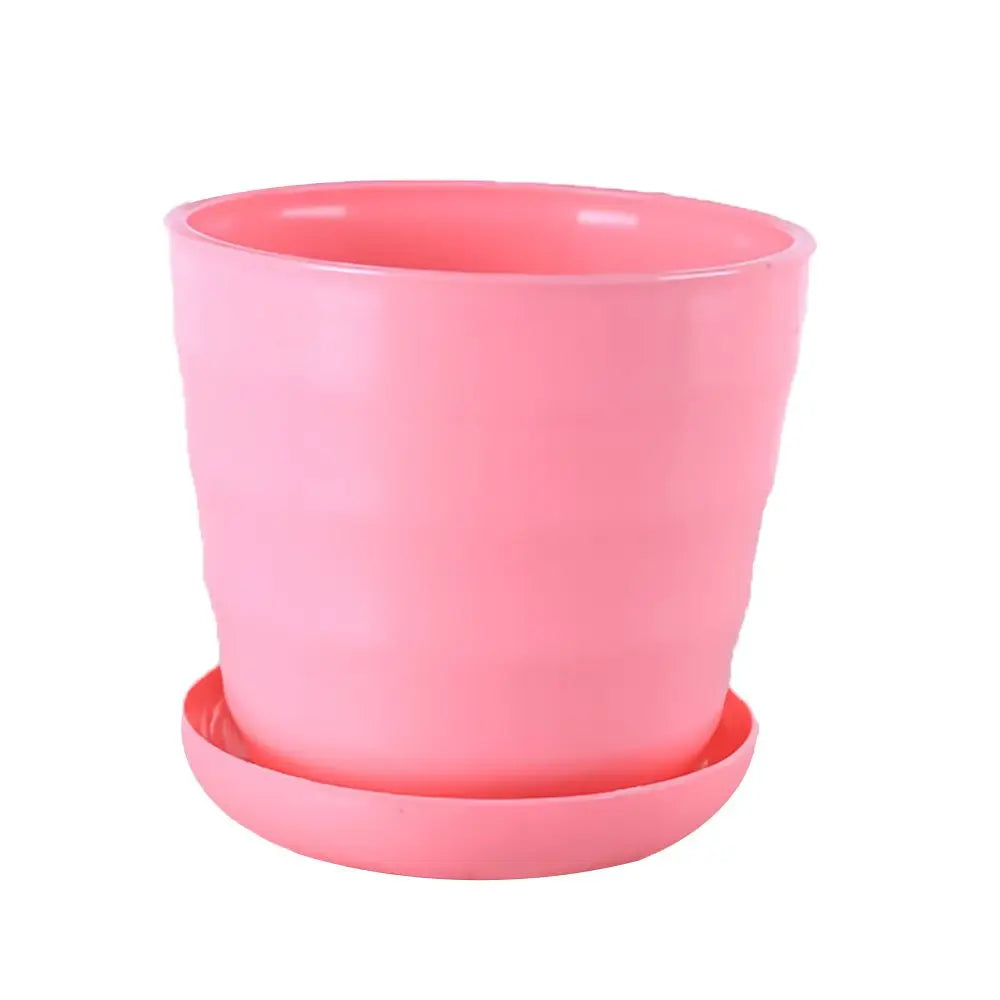 Colorful Plastic Flower Pot Green Plant With Trays Green Plant Succulent Plant Flowerpot Desktop Decoration Home &Garden Supply