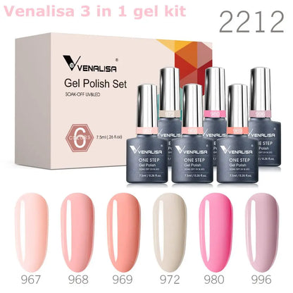 Venalisa Nail Gel Polish Kit Christmas Gift Winter Color Collection Semi Permanent New Learner Nude Pink Nail Varnish Set