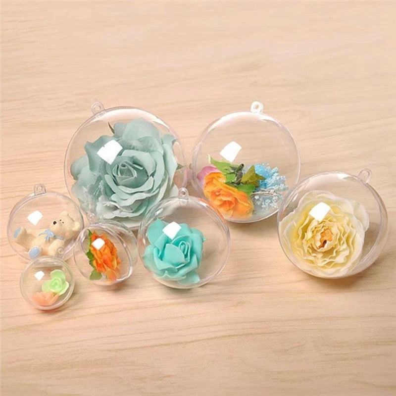 4-10cm Transparent Open Plastic Christmas Tree Pendant Home Decoration Ball Clear Bauble Ornament Gift Present Box Decoration