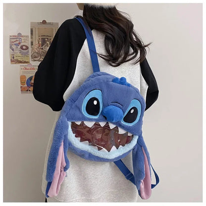 HOT Stitch See-through Bag Plush Doll Backpack Girls Large Capacity Cute Funny Backpack Anime Kawaii Cartoon School Bag Mochila