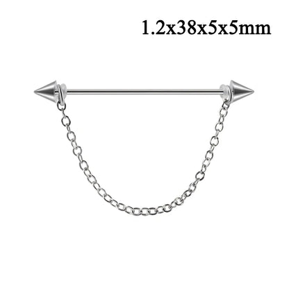 1PC Stainless Steel Industrial Barbell Long Bridge Micro Insert Zircon Earring Transversal Women Ear Piercing Jewelry 16G