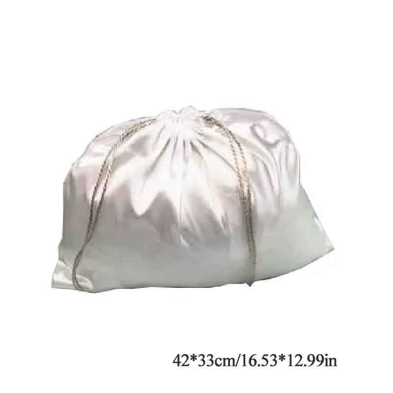 Large Silk Satin Drawstring Bag Hair Bag Wigs Makeup Jewelry Wedding Party Storage Dust Proof Packaging Bags Reusable Organizer